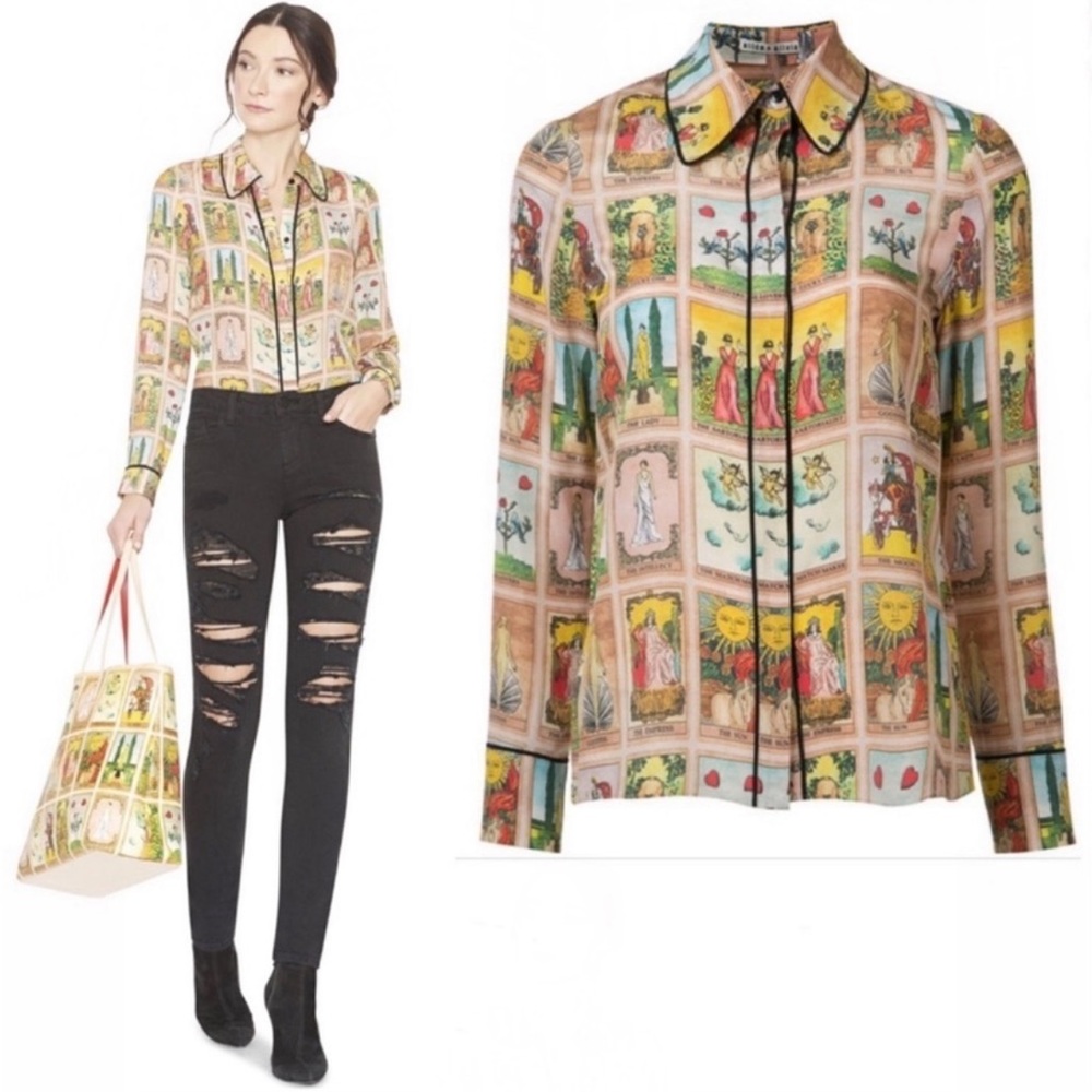 Alice and Olivia “Alfie Tarot Card Button Down Blouse"